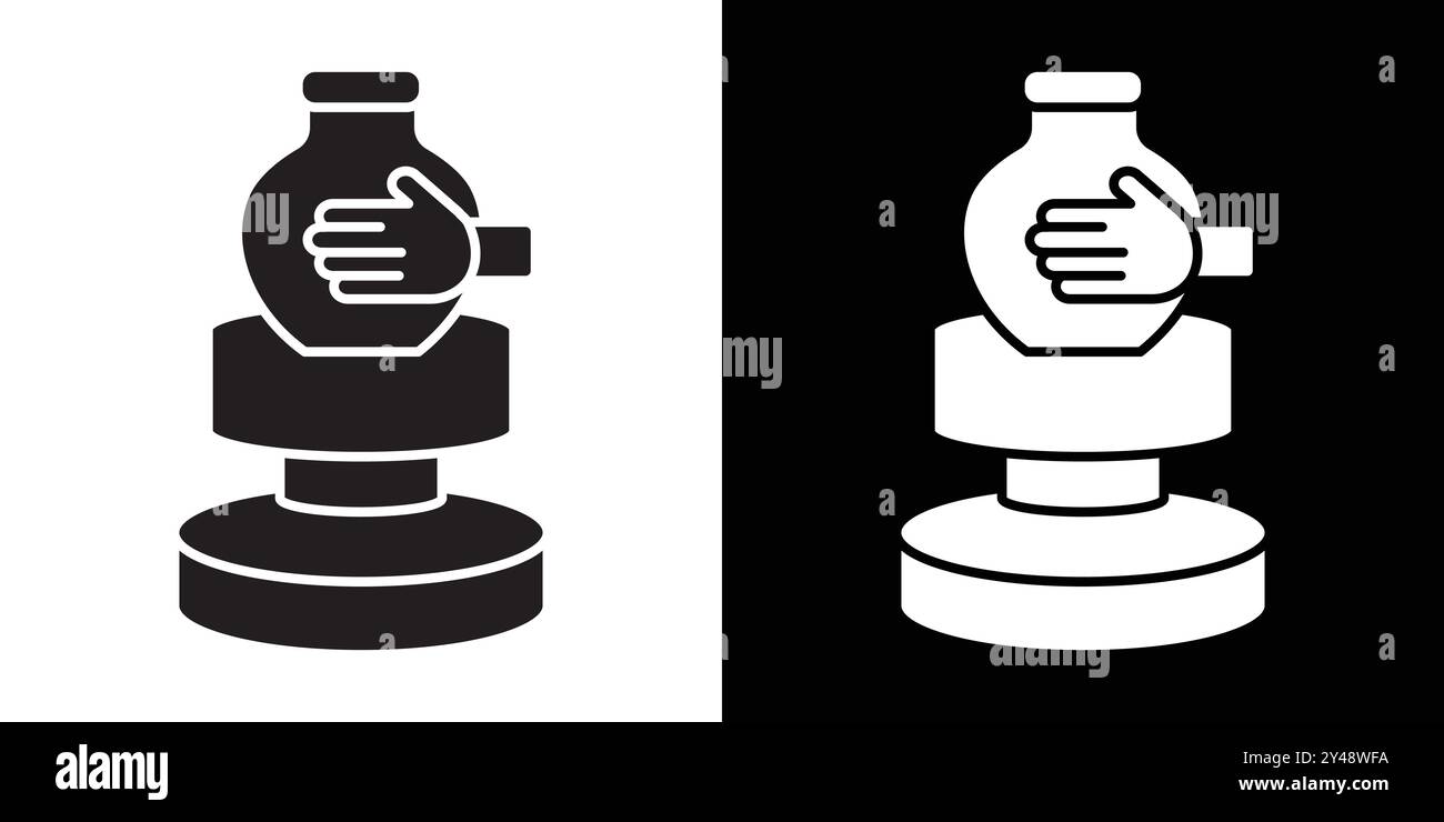 Handmade pottery icon Black line art vector in black and white outline ...