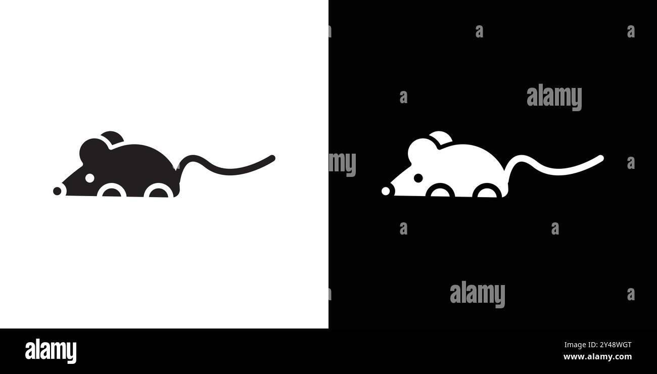 Mouse animal icon Black line art vector in black and white outline set ...