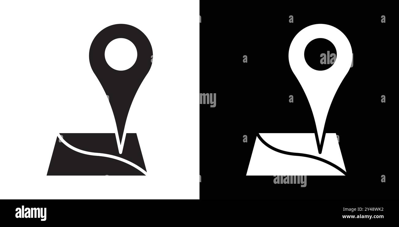 Pin on a map icon Black line art vector in black and white outline set ...