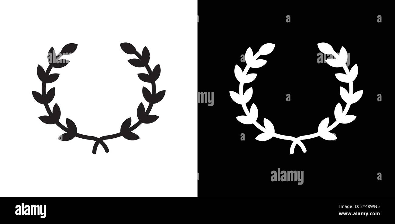 laurel wreath icon Black line art vector in black and white outline set ...