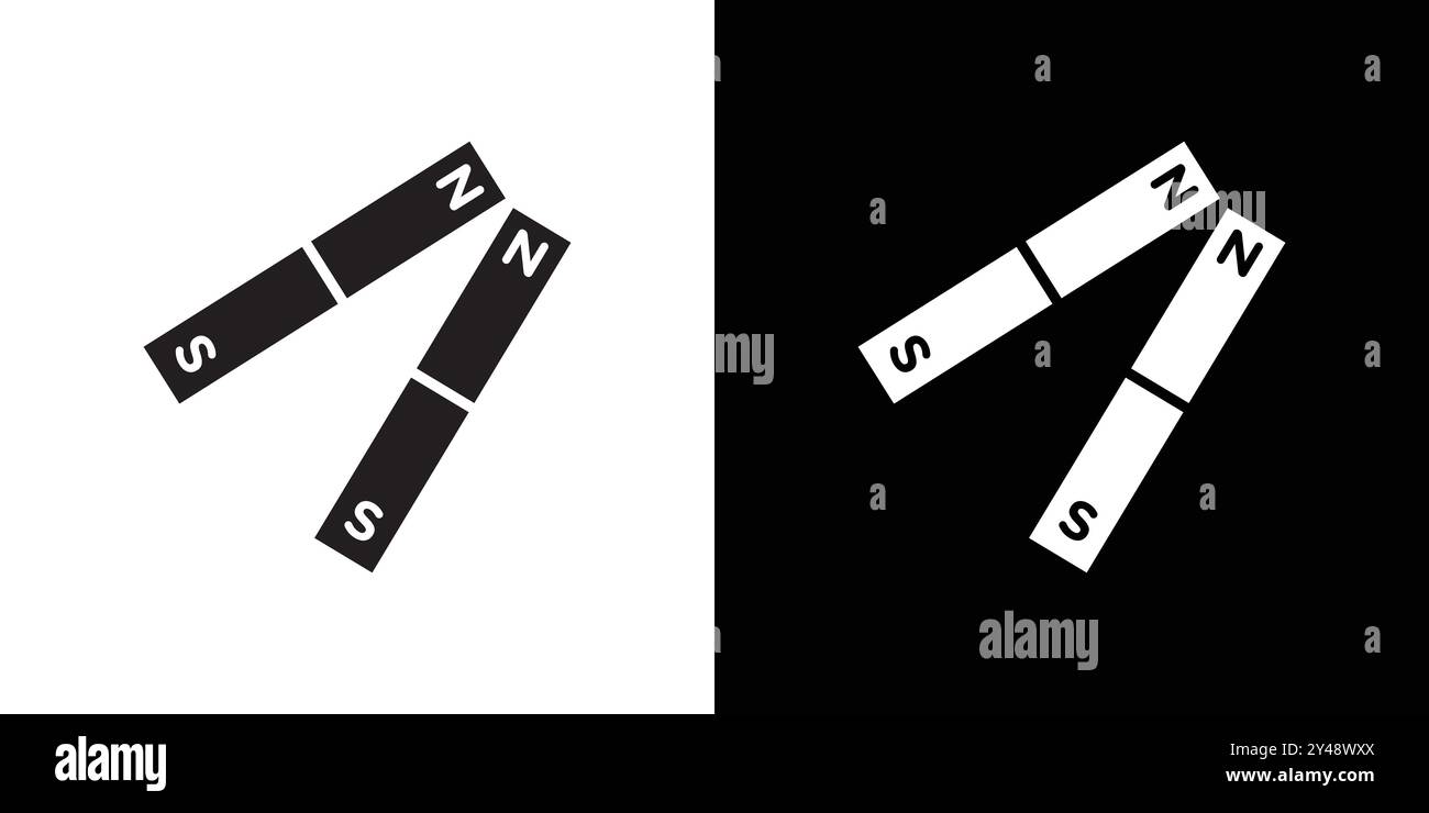 Magnet icon Black line art vector in black and white outline set ...