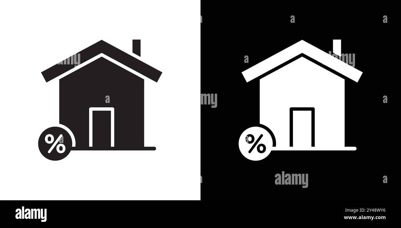 Rate for mortgage icon Black line art vector in black and white outline ...