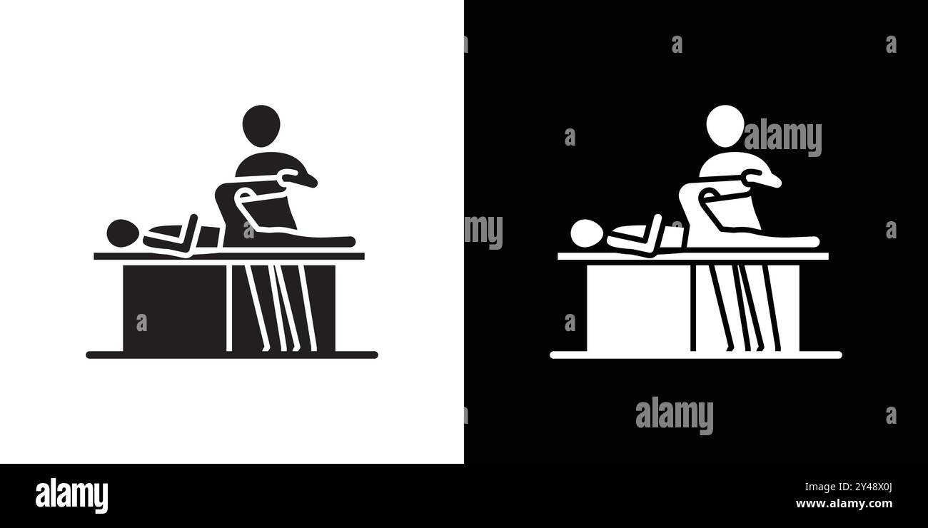 physiotherapy icon Black line art vector in black and white outline set ...