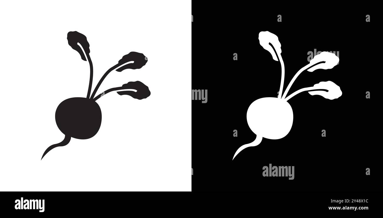 radish icon Black line art vector in black and white outline set ...