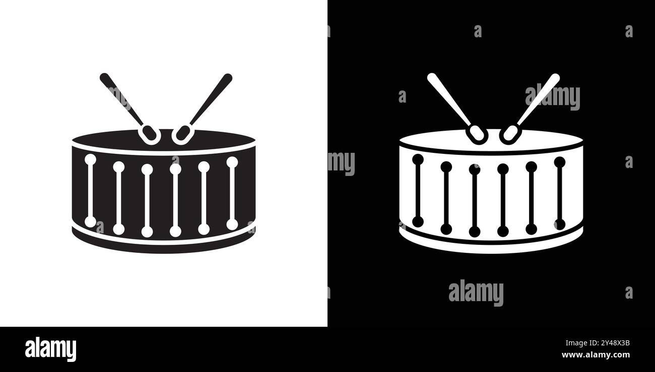 Snare Drum icon Black line art vector in black and white outline set ...