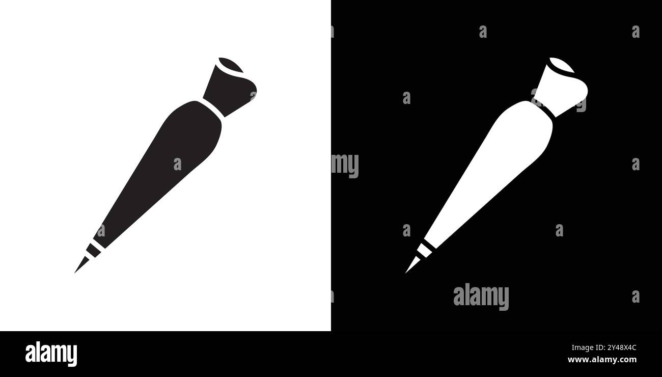 Pastry bag icon Black line art vector in black and white outline set ...