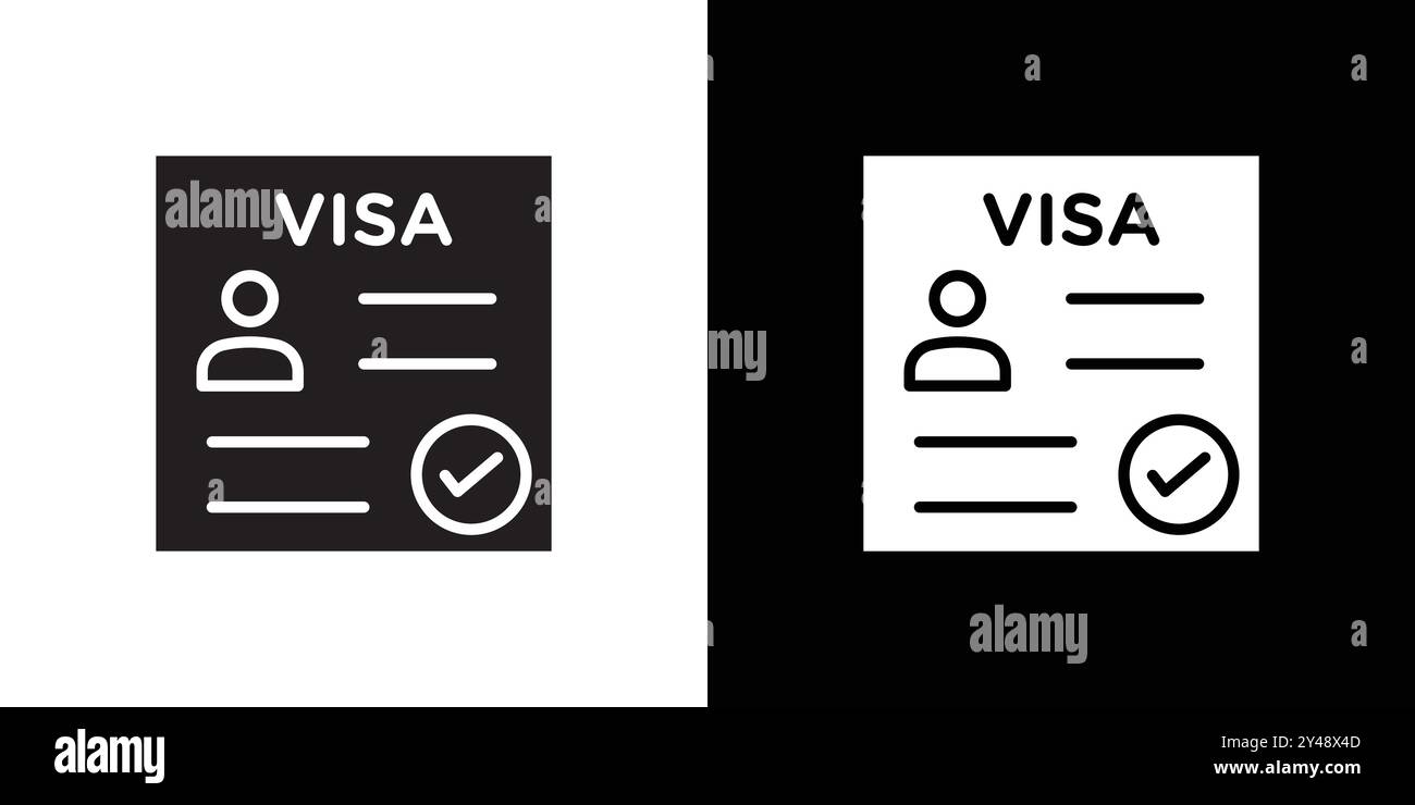 Start up visa icon Black line art vector in black and white outline set collection sign Stock Vector