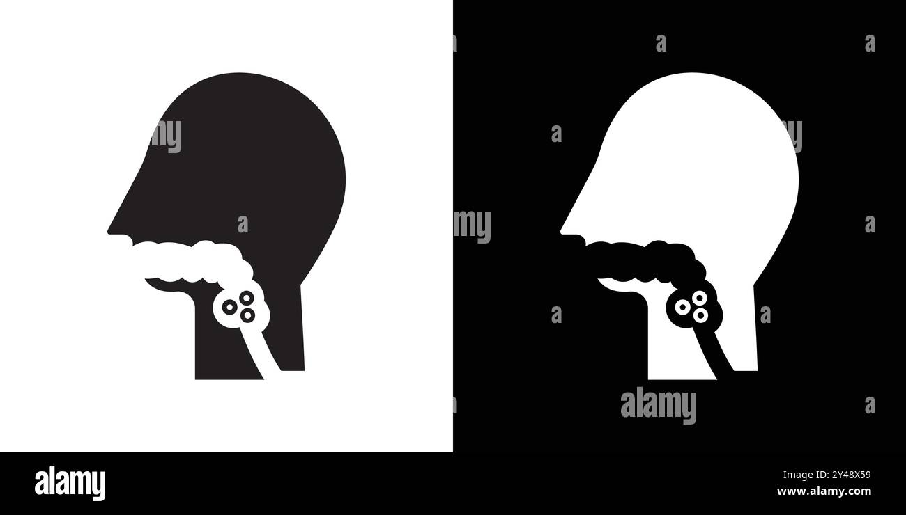 Swallowing reflex icon Black line art vector in black and white outline ...