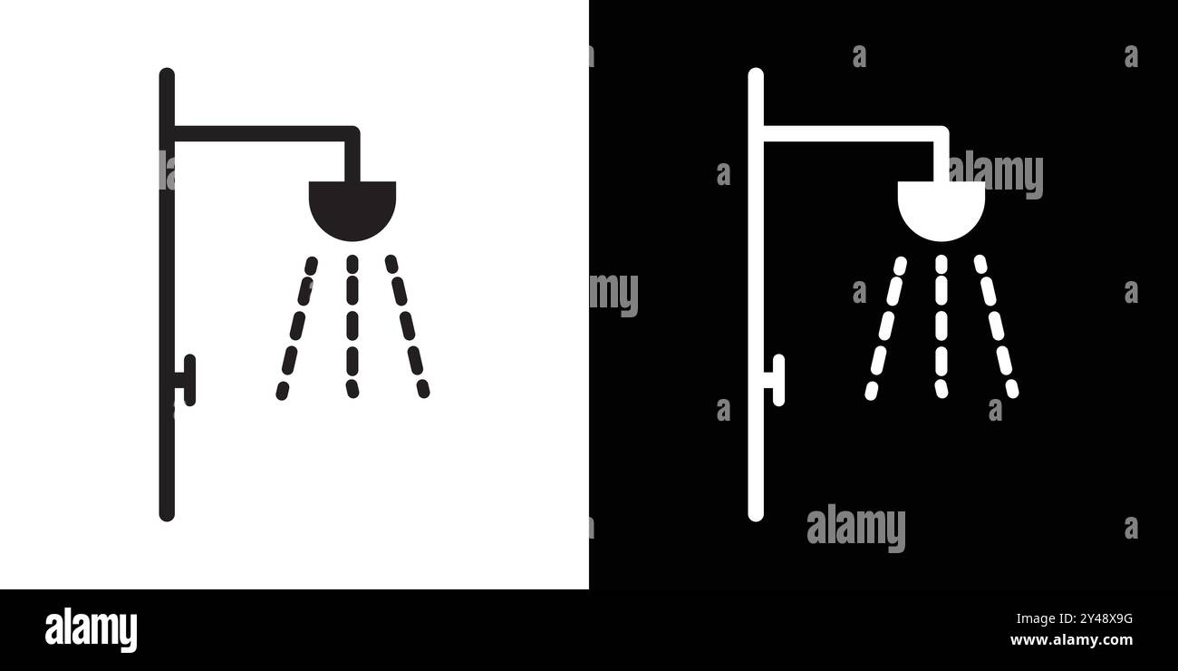 Shower icon Black line art vector in black and white outline set ...
