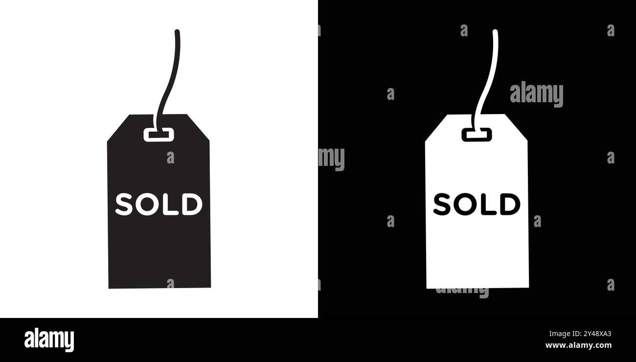 Sold icon Black line art vector in black and white outline set ...
