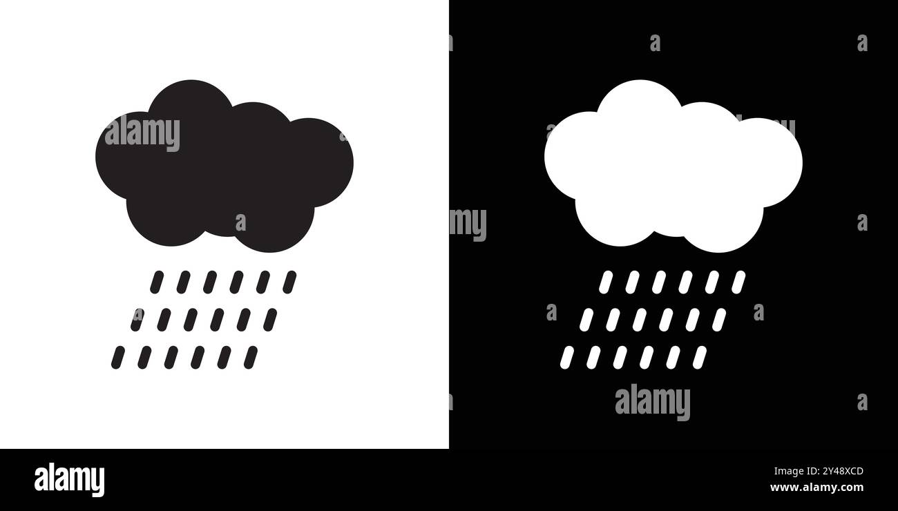 Rain icon Black line art vector in black and white outline set ...