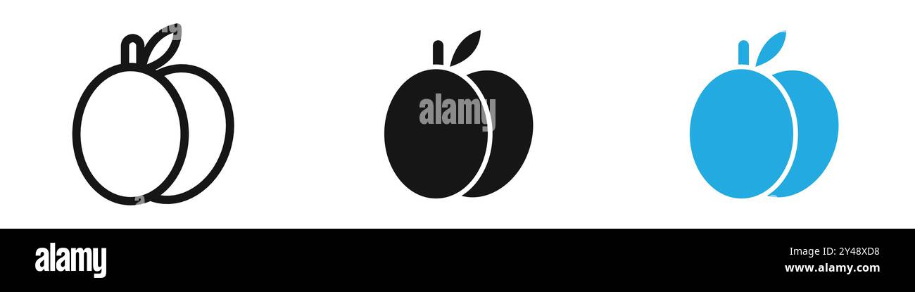 Apricot icon vector line logo mark or symbol set collection outline ...