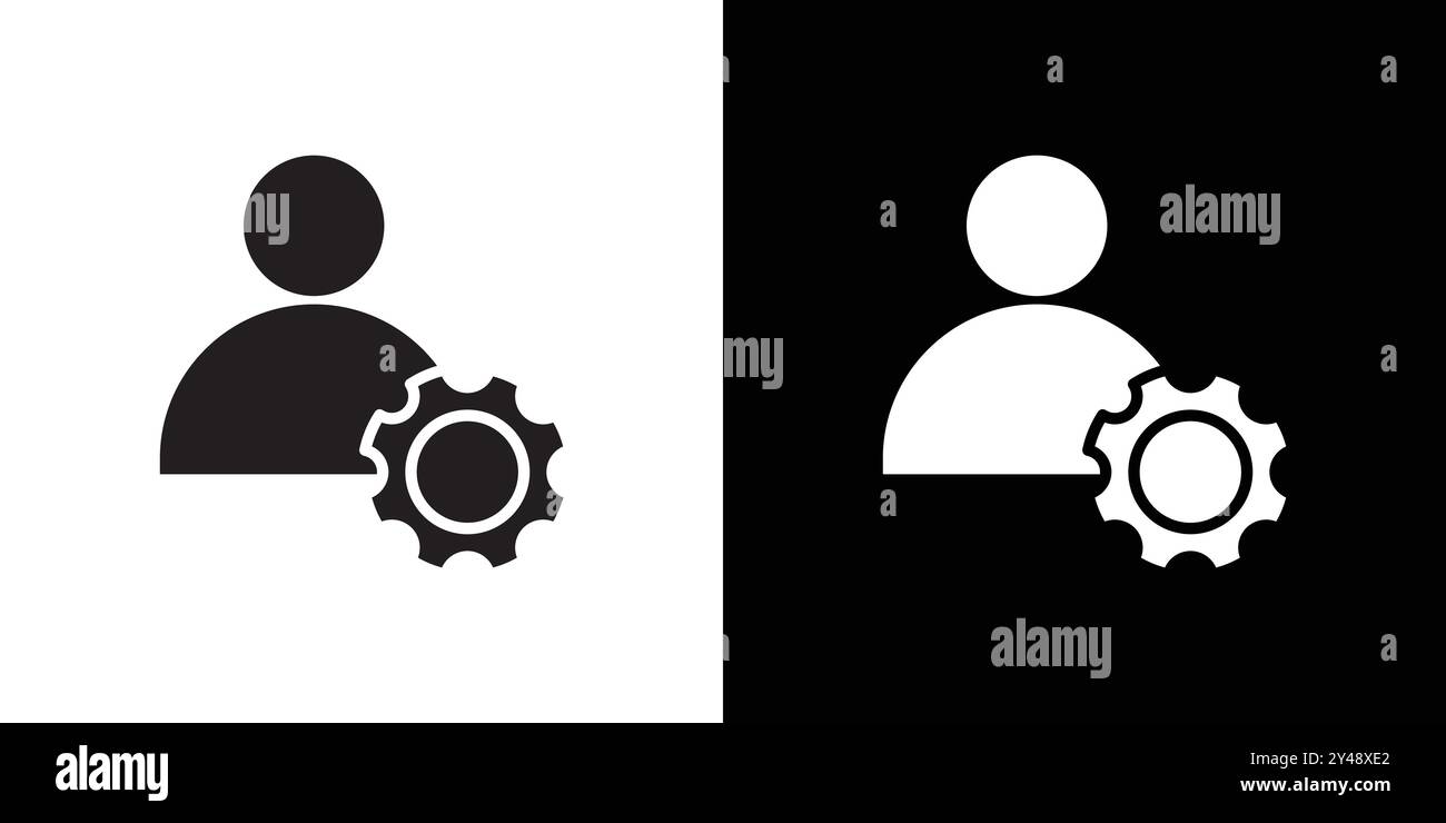 User Management Icon Black line art vector in black and white outline ...