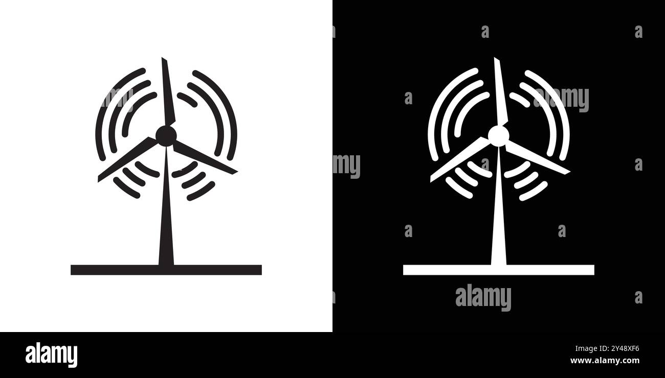 Wind power plant icon Black line art vector in black and white outline ...