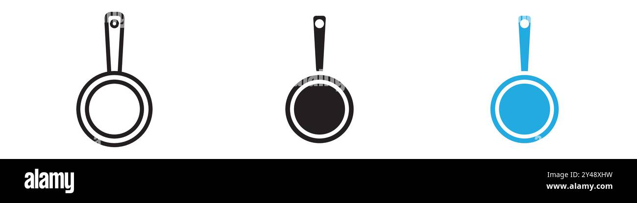 Frying pan icon vector line logo mark or symbol set collection outline ...