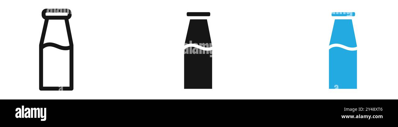 Milk bottle icon vector line logo mark or symbol set collection outline style Stock Vector