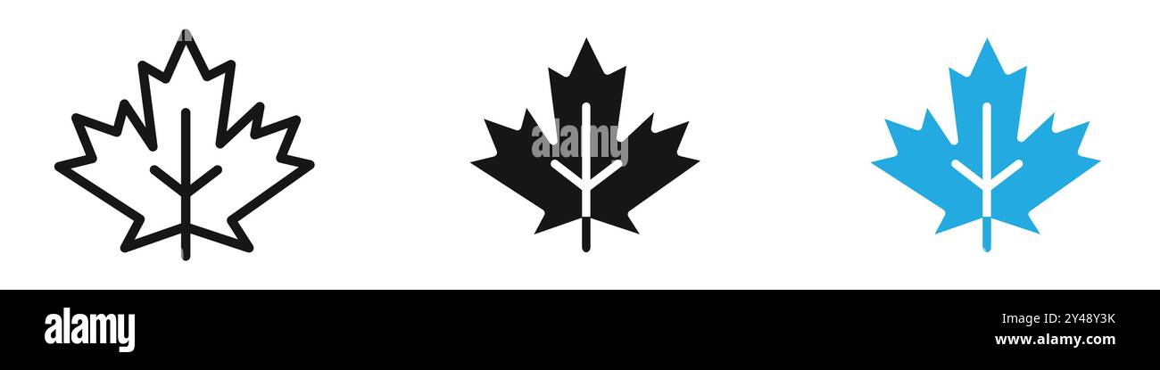 Maple leaf icon vector line logo mark or symbol set collection outline ...