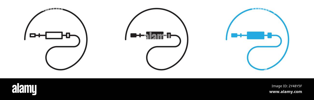 Audio Cable icon vector line logo mark or symbol set collection outline ...