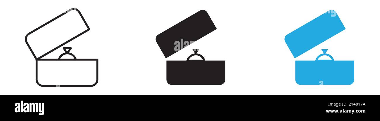 Ring box icon vector line logo mark or symbol set collection outline style Stock Vector