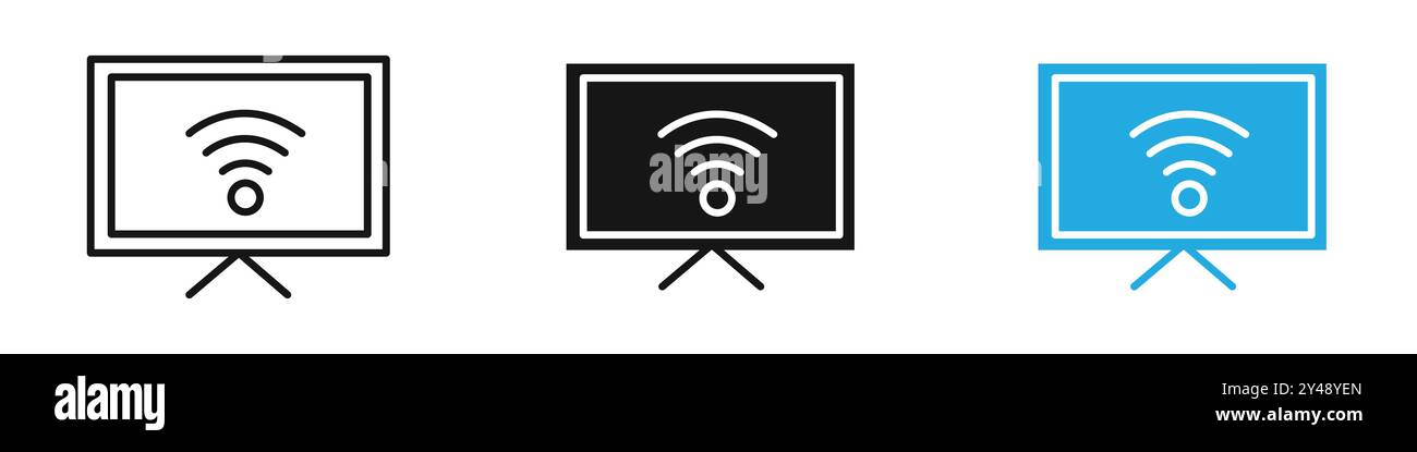 smart Television icon vector line logo mark or symbol set collection ...