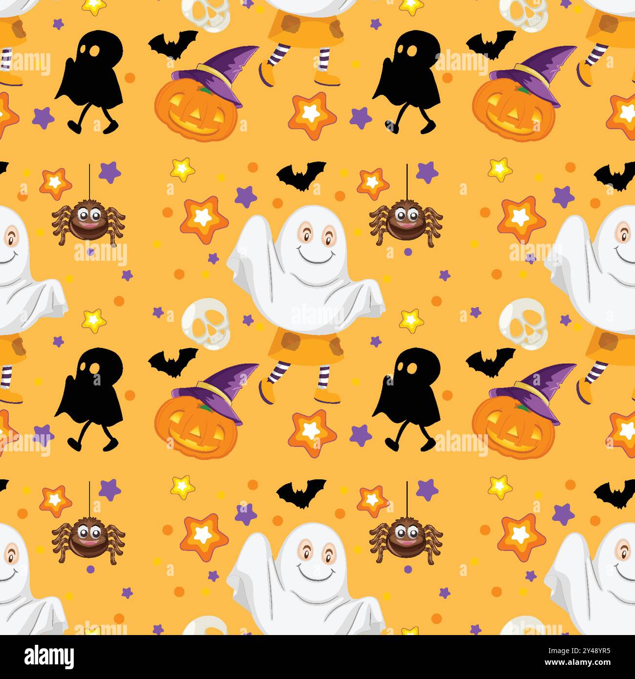 Playful ghosts, pumpkins, and spooky elements Stock Vector