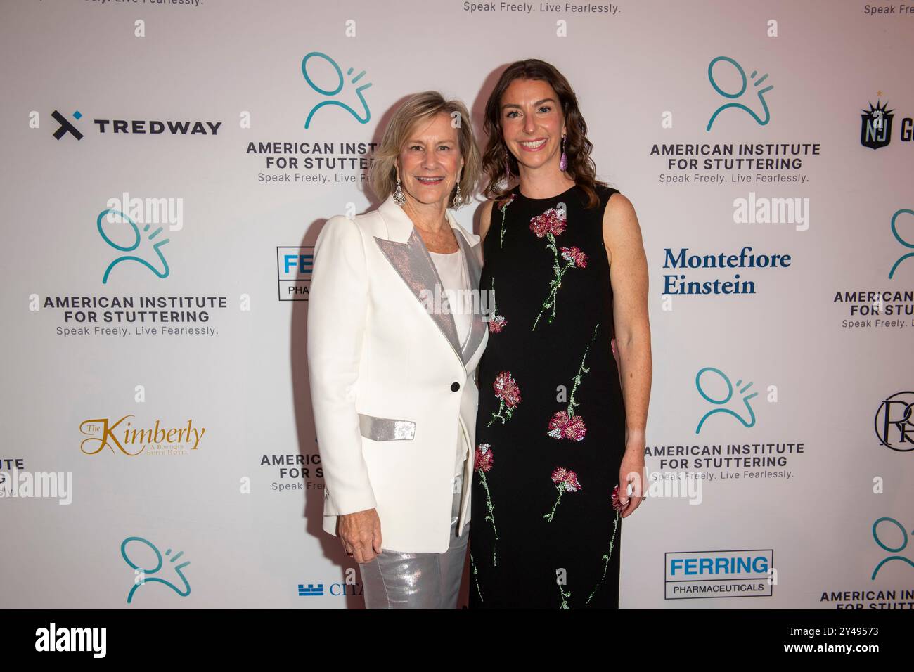 New York, United States. 16th Sep, 2024. (L-R) Laurie Tisch and Carolyn Tisch Blodgett attend the American Institute for Stuttering 18th Annual Gala Hosted by Emily Blunt 2024 in New York City. Credit: SOPA Images Limited/Alamy Live News Stock Photo