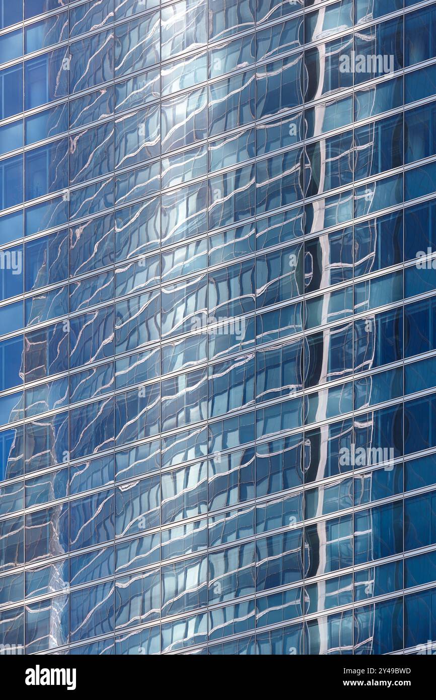 Reflexions on a skyscraper. Financial district. Five towers. Madrid, Spain Stock Photo
