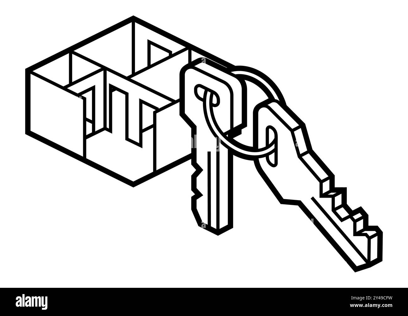 Image of apartment and keys. Real estate illustration in isometry style ...