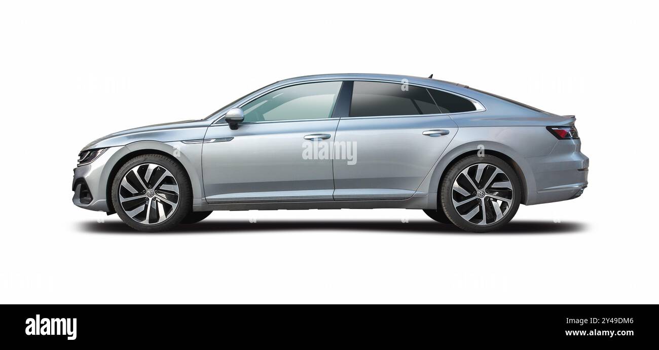 VW Arteon R Line premium car side view isolated on white background ...
