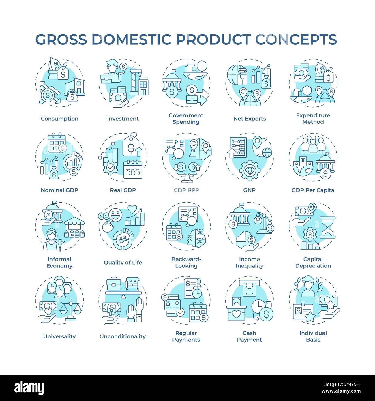 Gross domestic product soft blue concept icons Stock Vector Image & Art ...