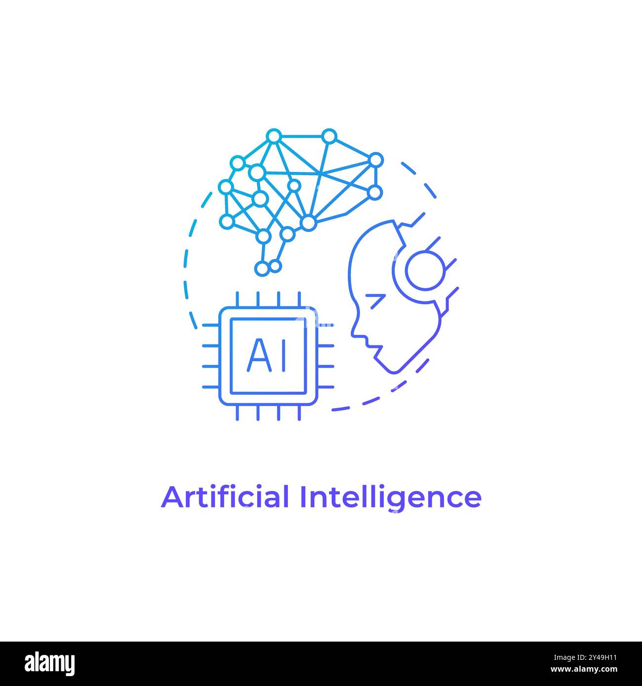 Artificial intelligence blue gradient concept icon Stock Vector Image ...