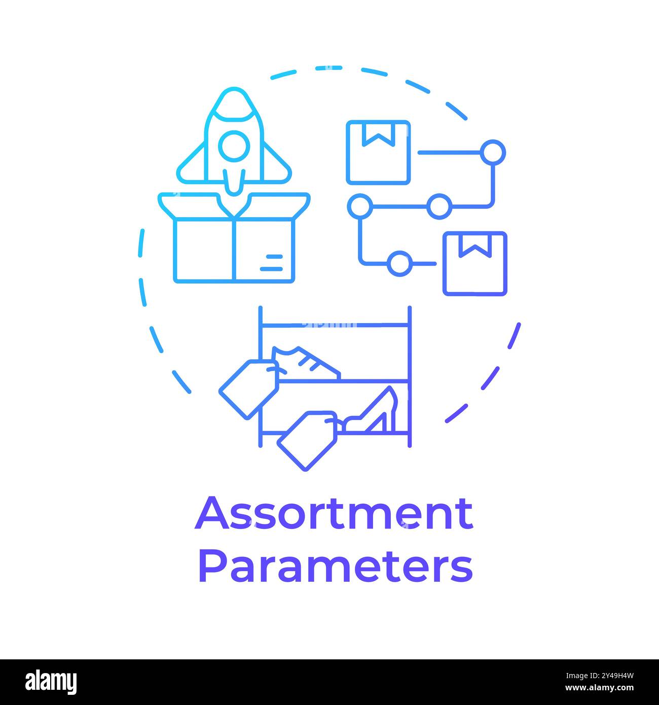 Assortment parameters blue gradient concept icon Stock Vector