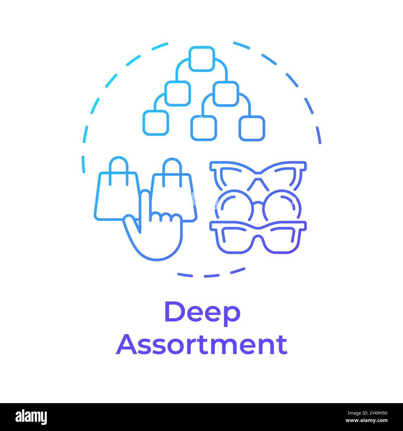 Deep assortment blue gradient concept icon Stock Vector