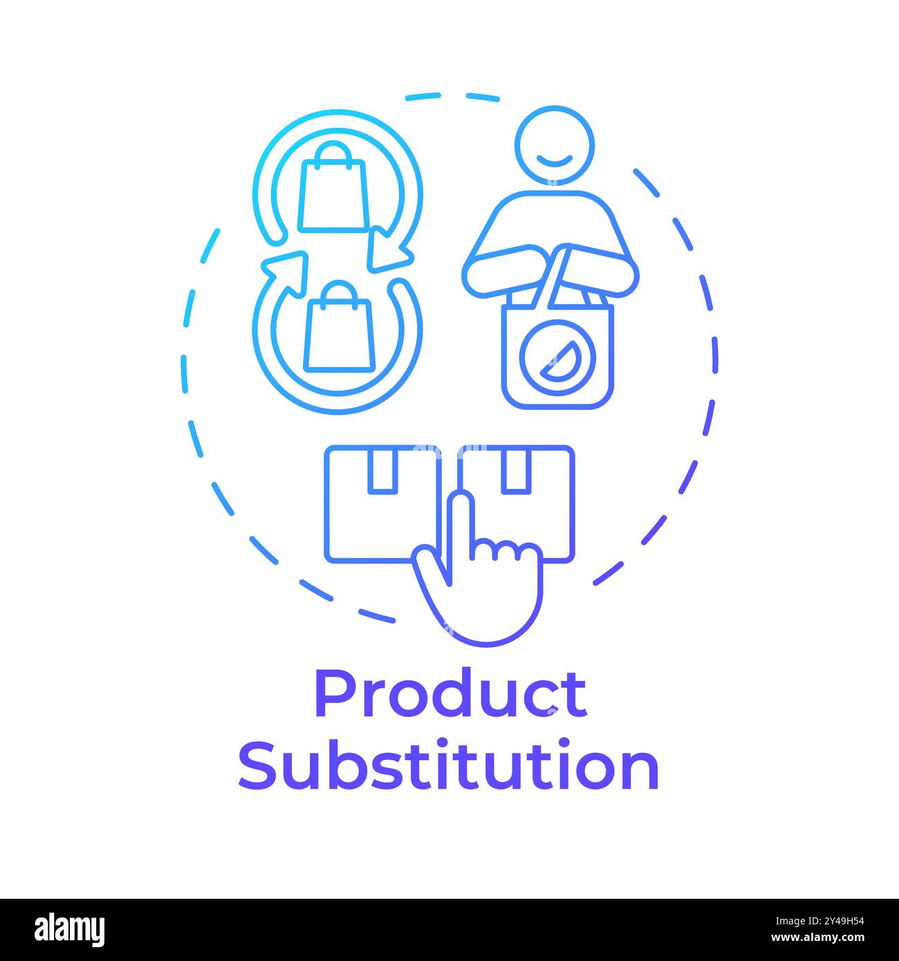 Product substitution blue gradient concept icon Stock Vector