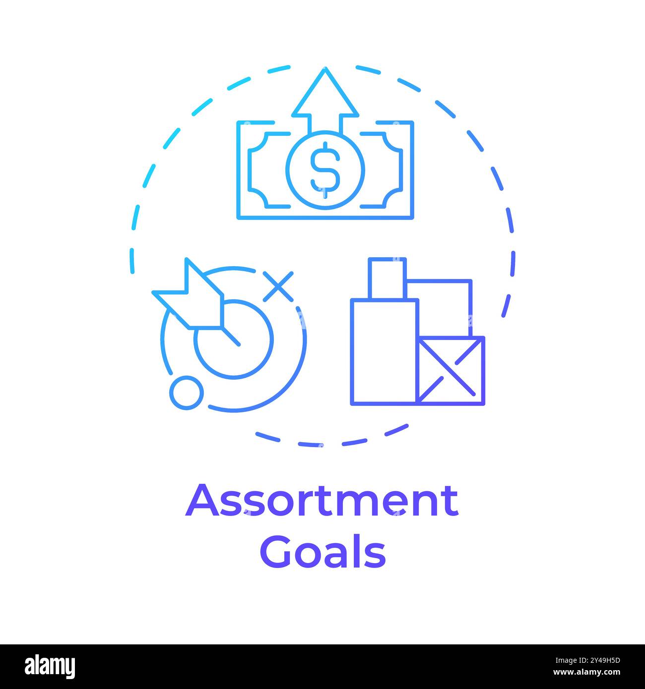 Assortment goals blue gradient concept icon Stock Vector