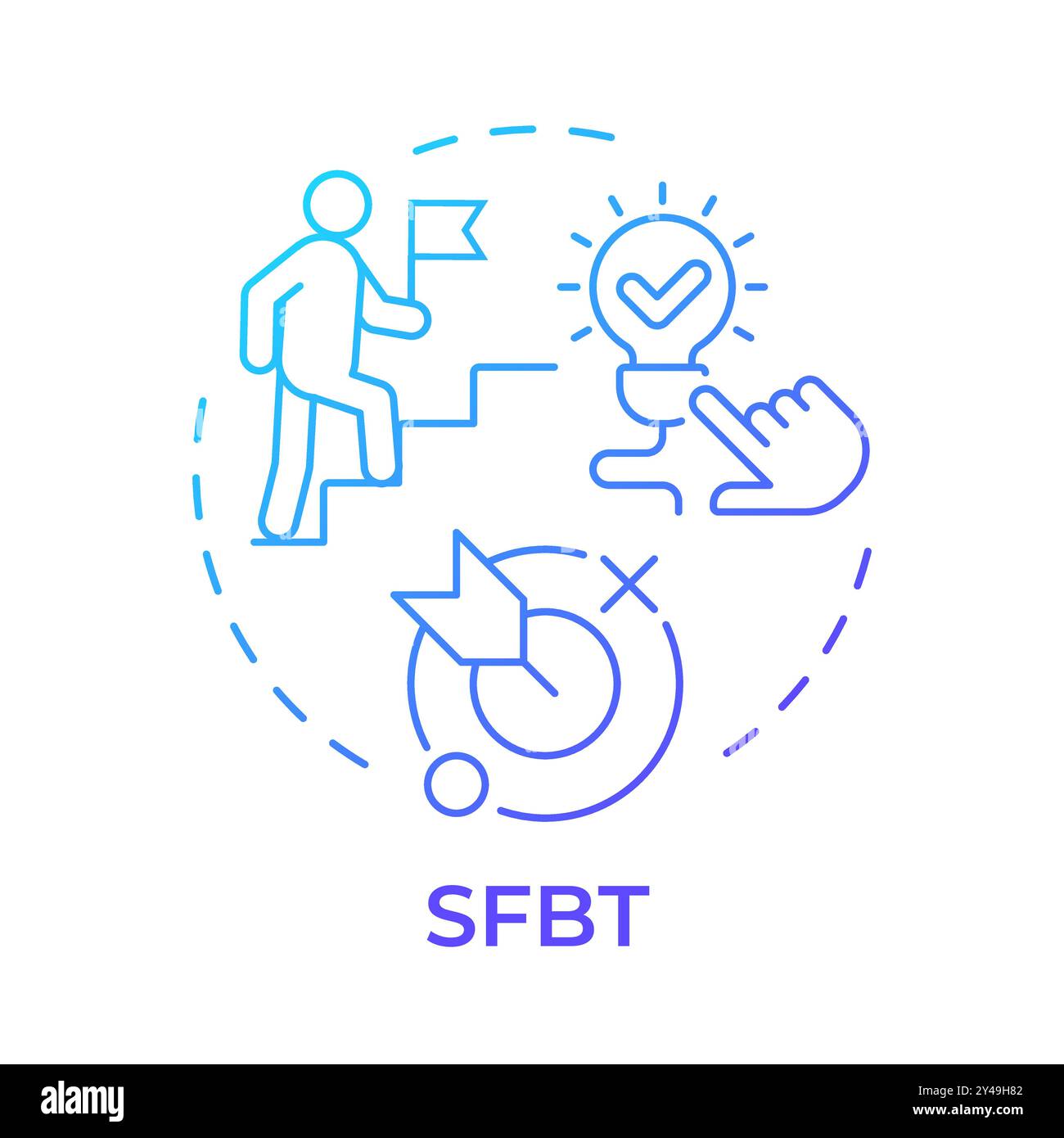 SFBT blue gradient concept icon Stock Vector