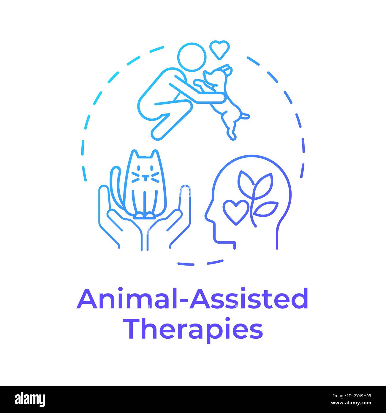 Animal-assisted therapies blue gradient concept icon Stock Vector