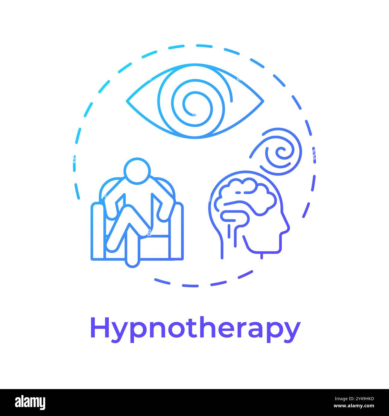 Hypnotherapy blue gradient concept icon Stock Vector