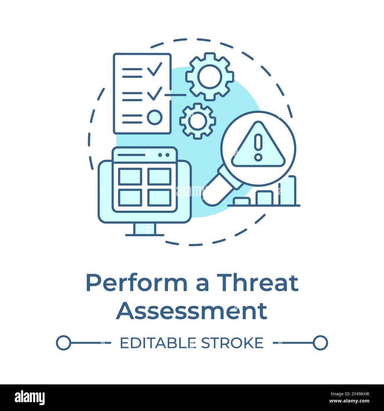 Perform a threat assessment soft blue concept icon Stock Vector Image ...