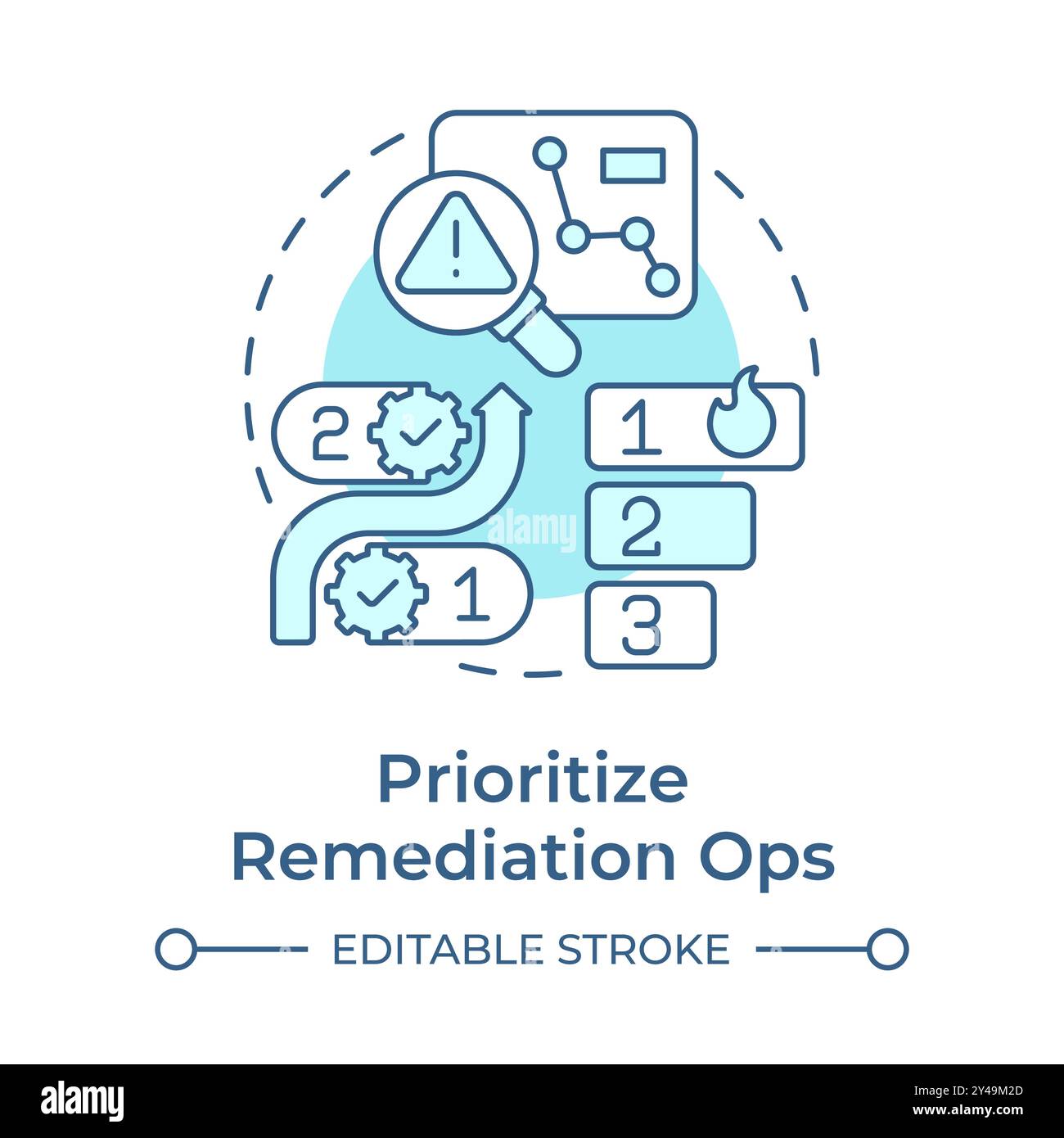 Prioritize remediation ops soft blue concept icon Stock Vector