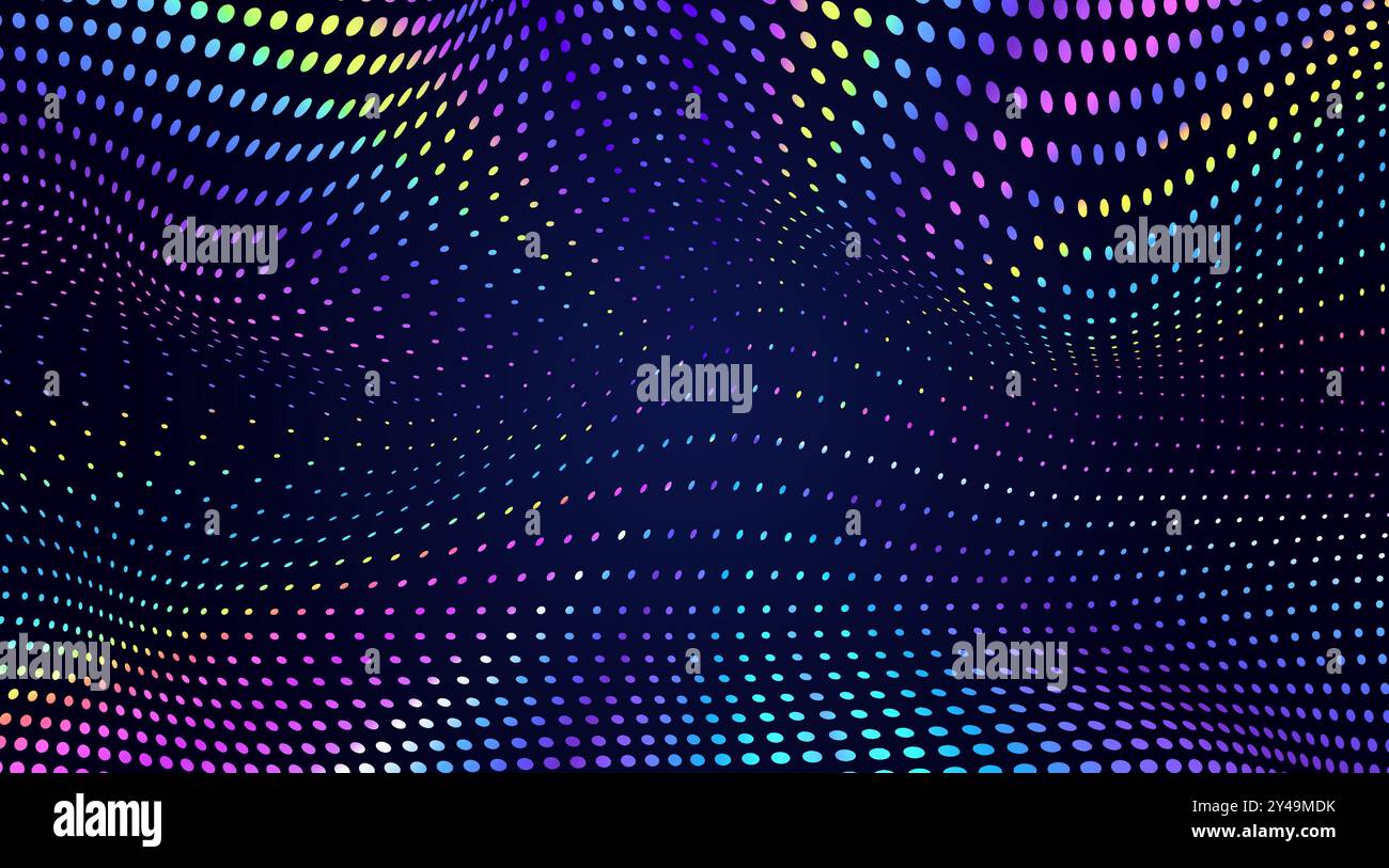 Abstract Digital Movement Background. Dotted Flowing Wave Colorful Backdrop. Stock Vector