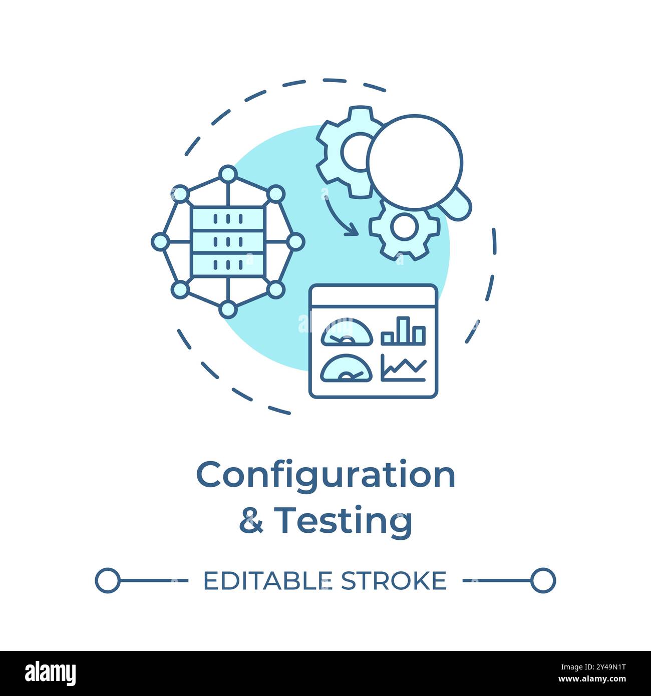 Configuration and testing soft blue concept icon Stock Vector