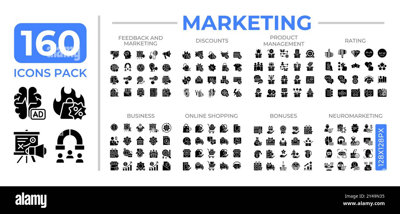 Digital marketing glyphs icon set collection Stock Vector Image & Art ...