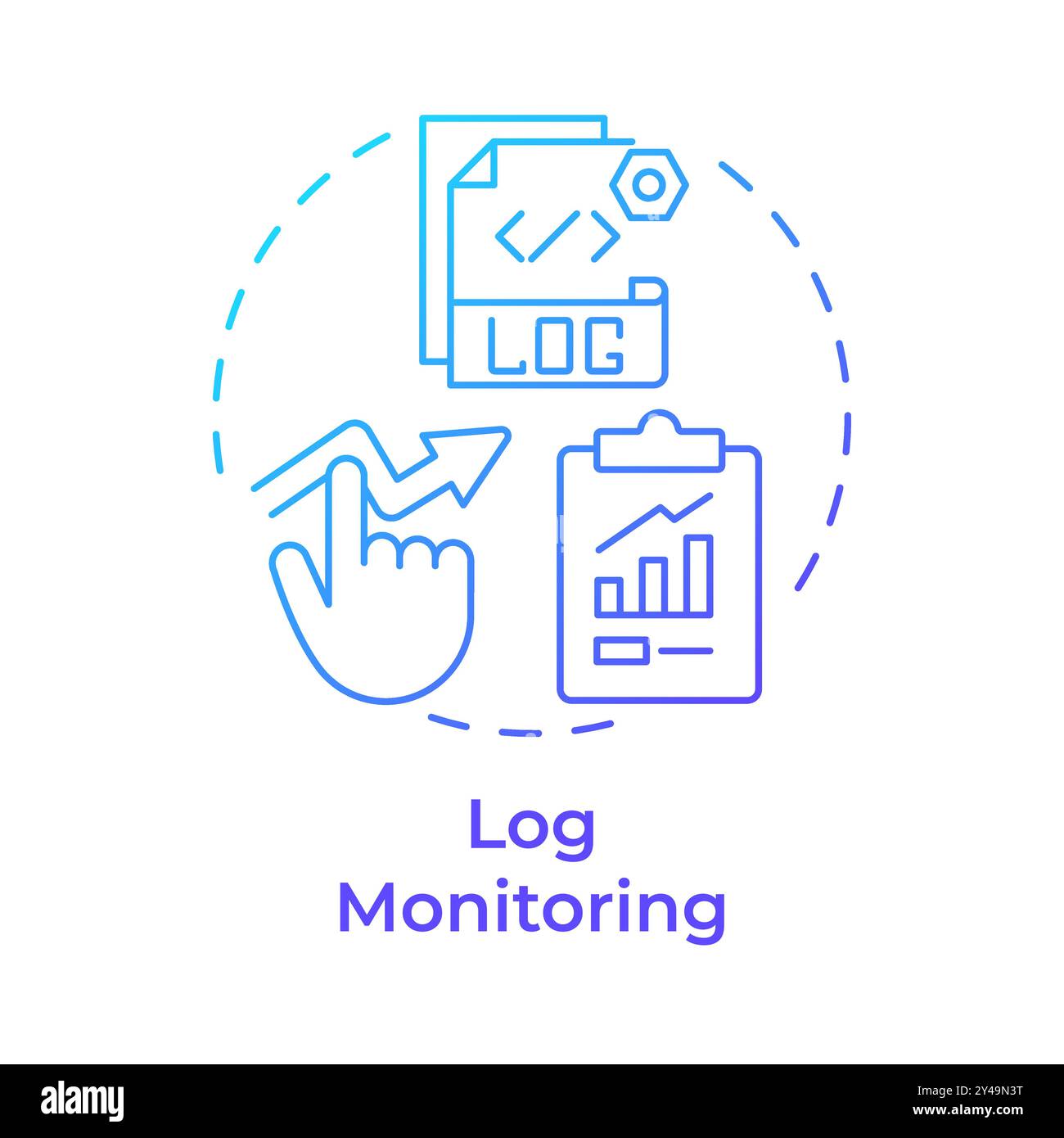 Log monitoring blue gradient concept icon Stock Vector