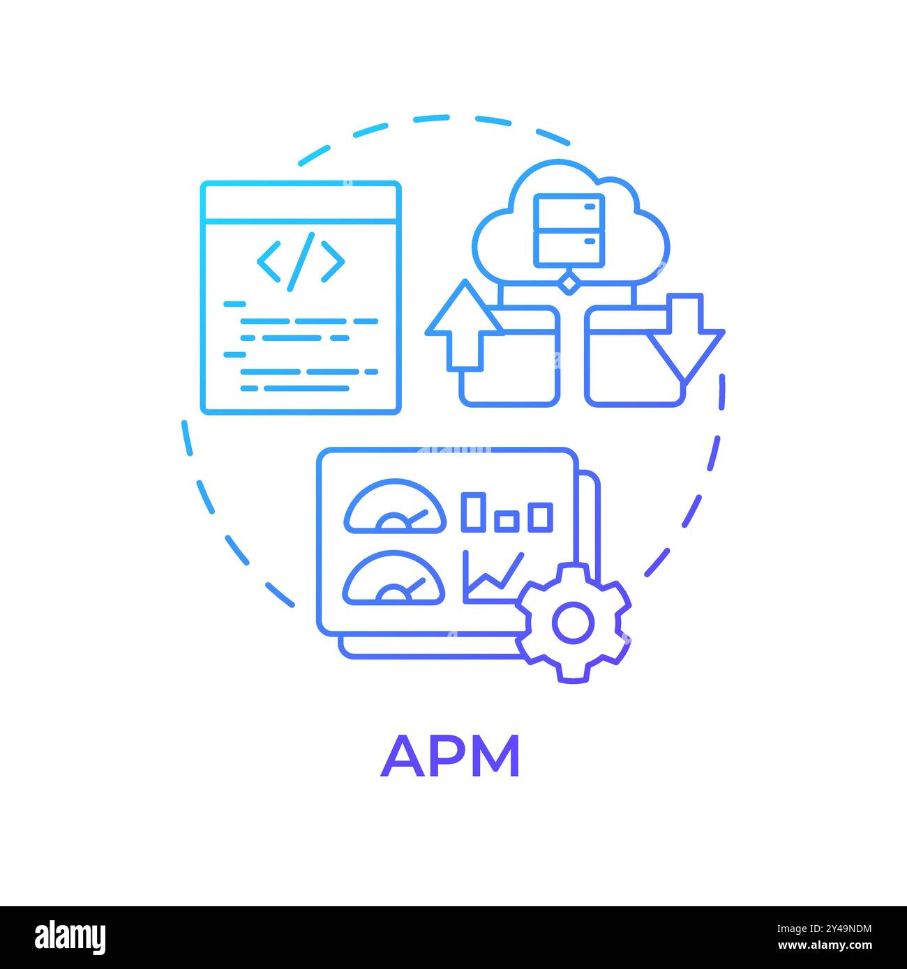 APM blue gradient concept icon Stock Vector