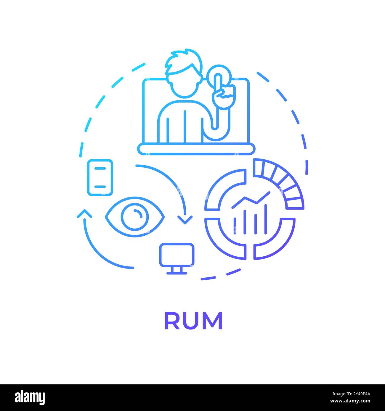 RUM blue gradient concept icon Stock Vector