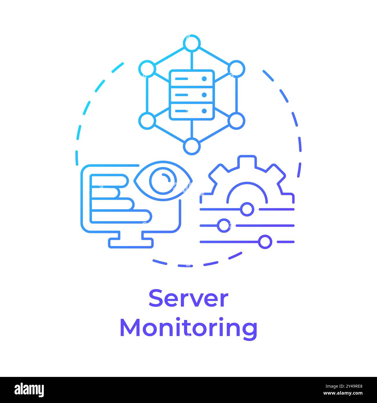 Server monitoring blue gradient concept icon Stock Vector