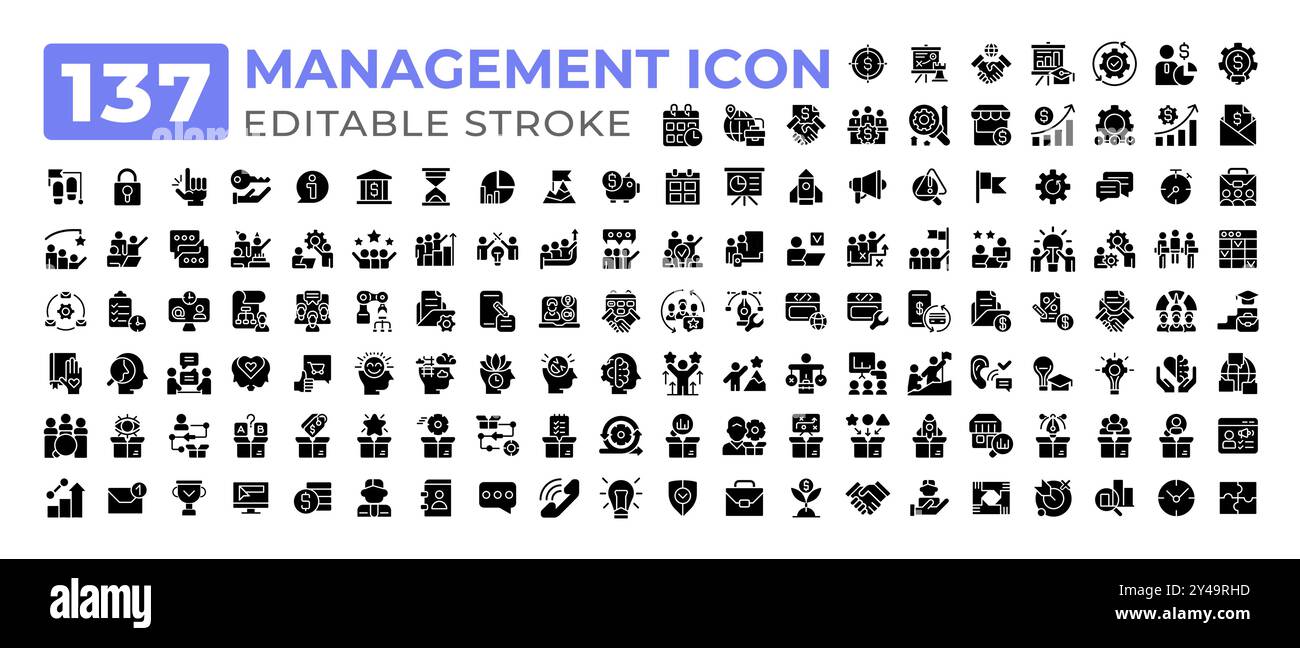 Management glyphs icons big set Stock Vector Image & Art - Alamy