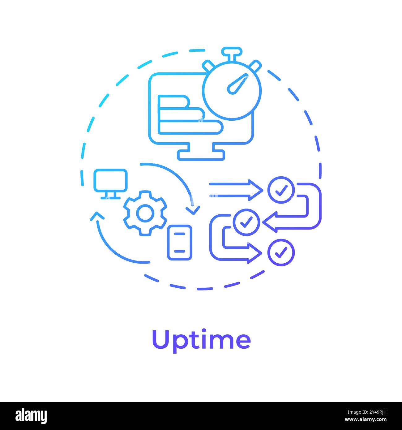 Uptime blue gradient concept icon Stock Vector