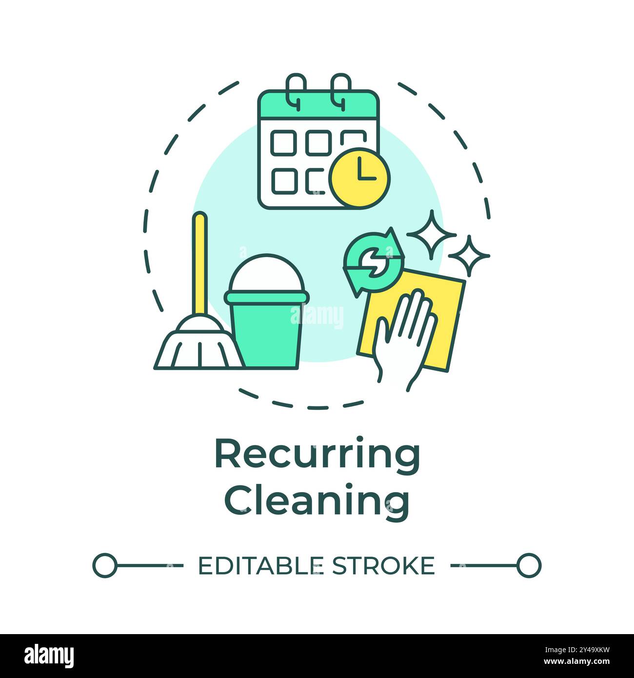 Recurring cleaning multi color concept icon Stock Vector